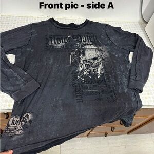 Affliction Motor Spirit Shirt Reversible Skull Biker
